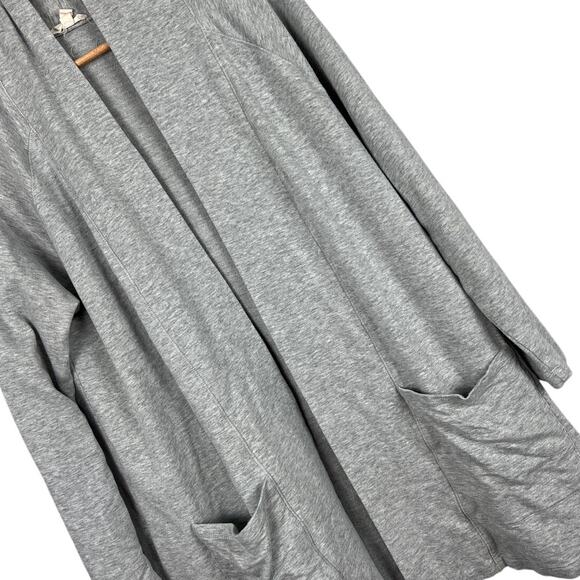 EILEEN FISHER Women's M Gray Open Front Minimalist Lounge Drape Pockets Cardigan - Picture 1 of 10